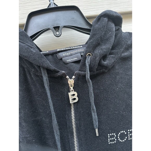 VTG BCBG Maxazria Womens L Bling Hoodie Sweatshirt Embellished Jacket Y2K - Picture 4 of 8